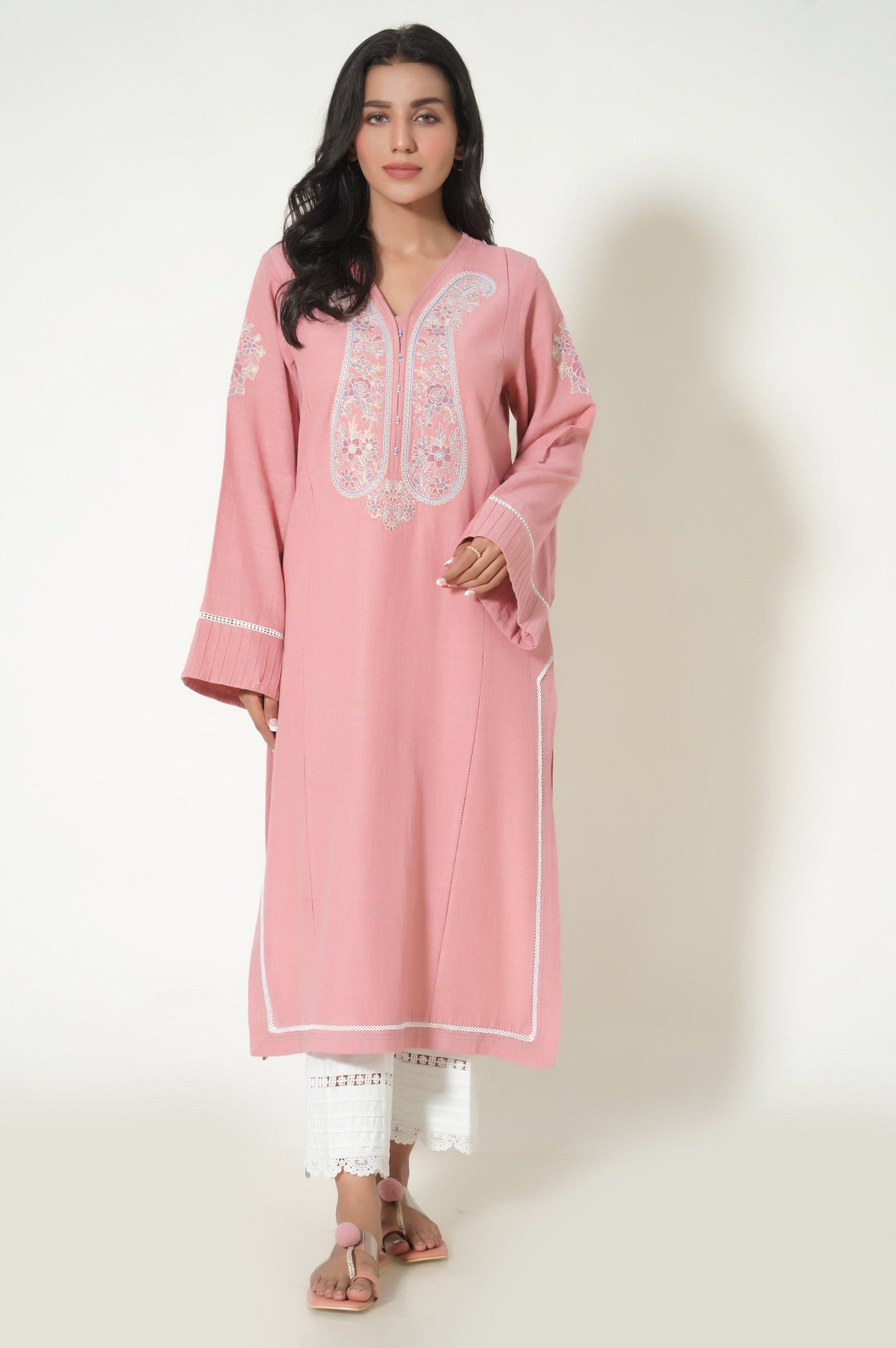 Stitched 1 Piece Embroidered Khaddar Shirt