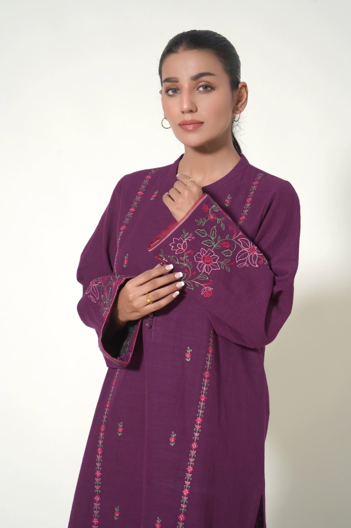 Stitched 1 Piece Embroidered Khaddar Shirt