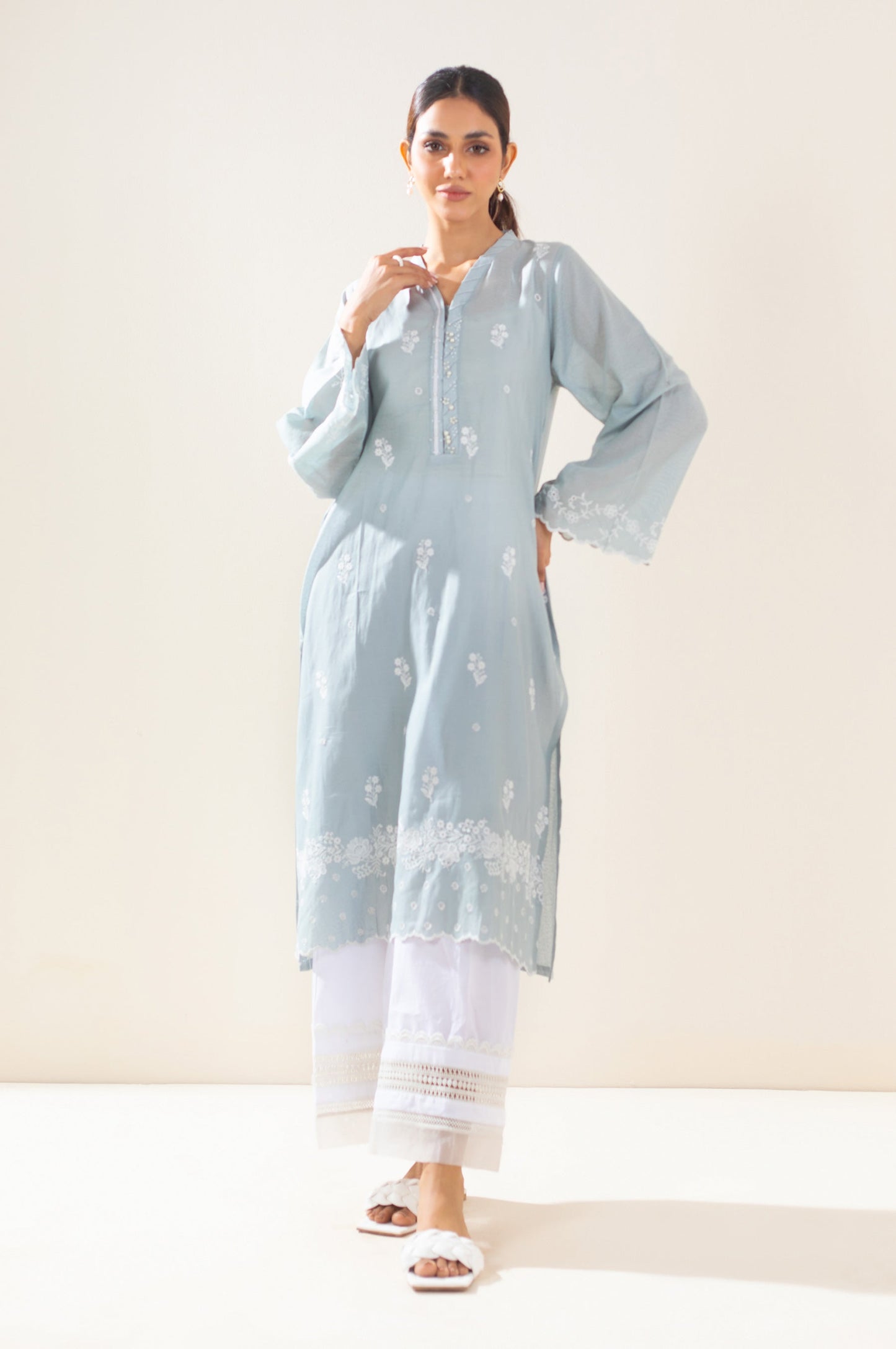 Stitched 1 Piece Textured Lawn Chikankari Embroidered Shirt