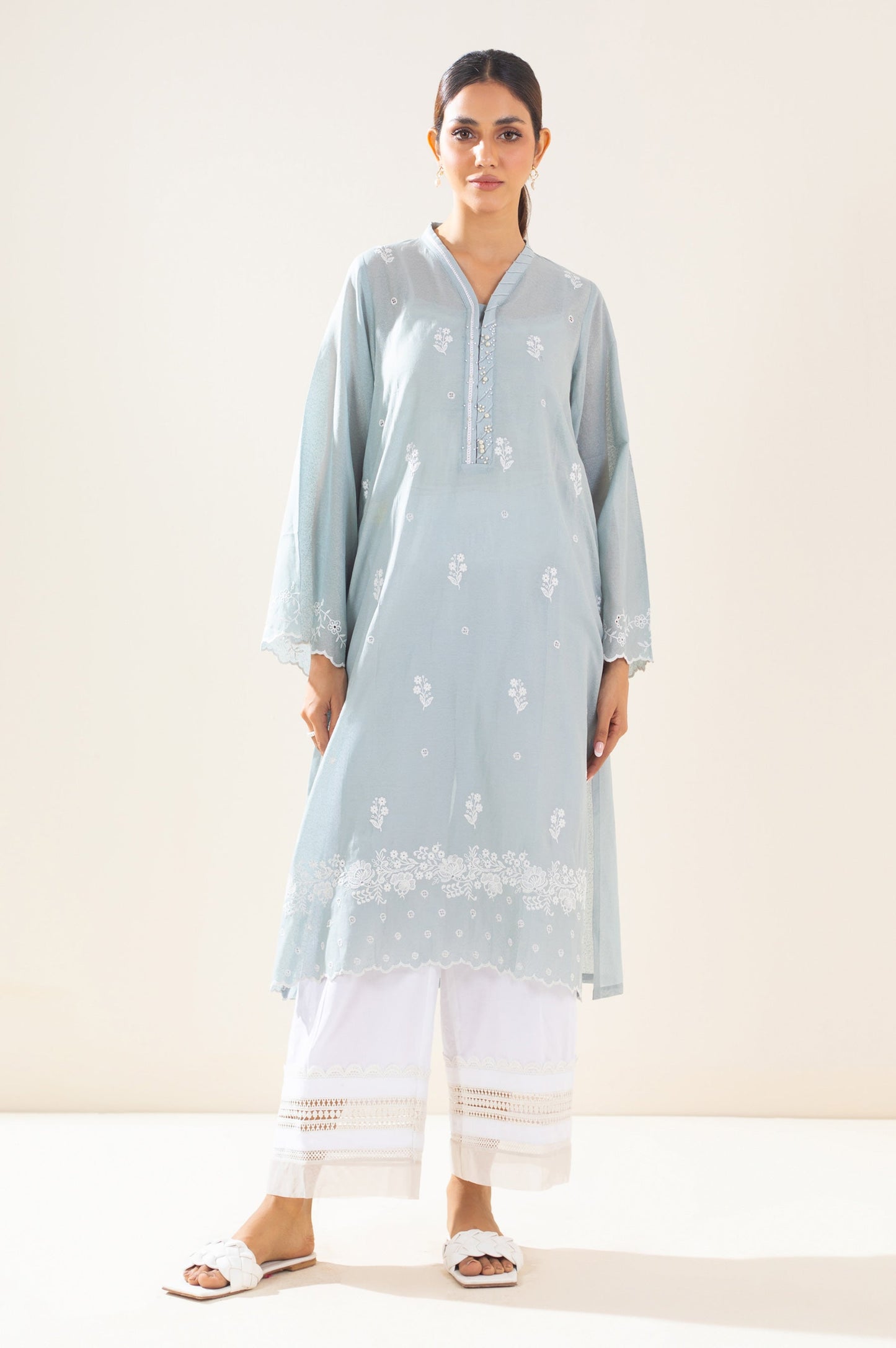Stitched 1 Piece Textured Lawn Chikankari Embroidered Shirt