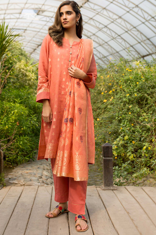 Stitched 2 Piece Embroidered Yarn Dyed Jacquard Suit