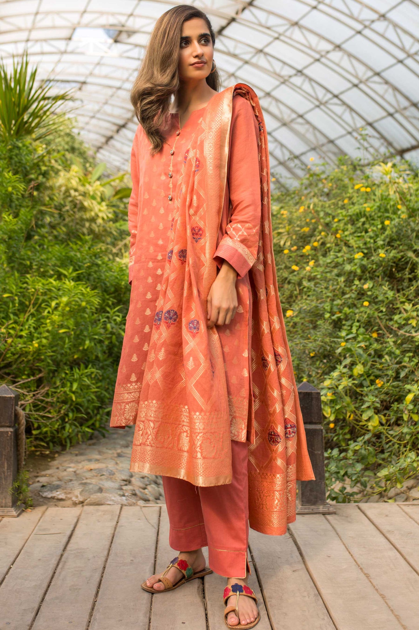 Stitched 2 Piece Embroidered Yarn Dyed Jacquard Suit