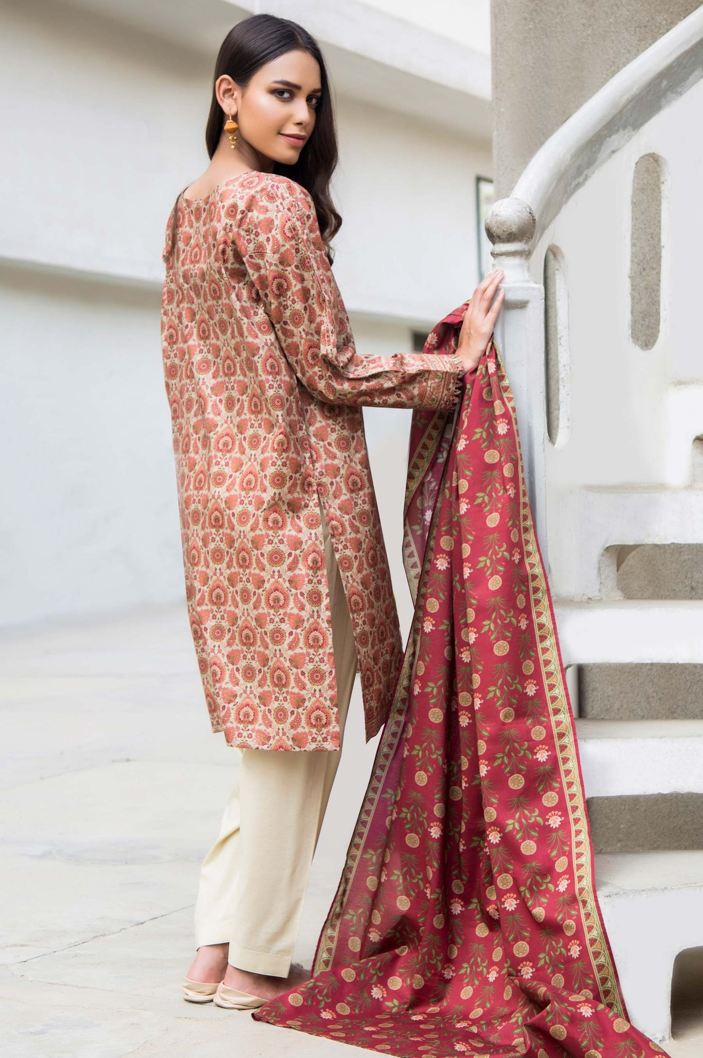 Stitched 2 Piece Digital Printed Cambric Suit