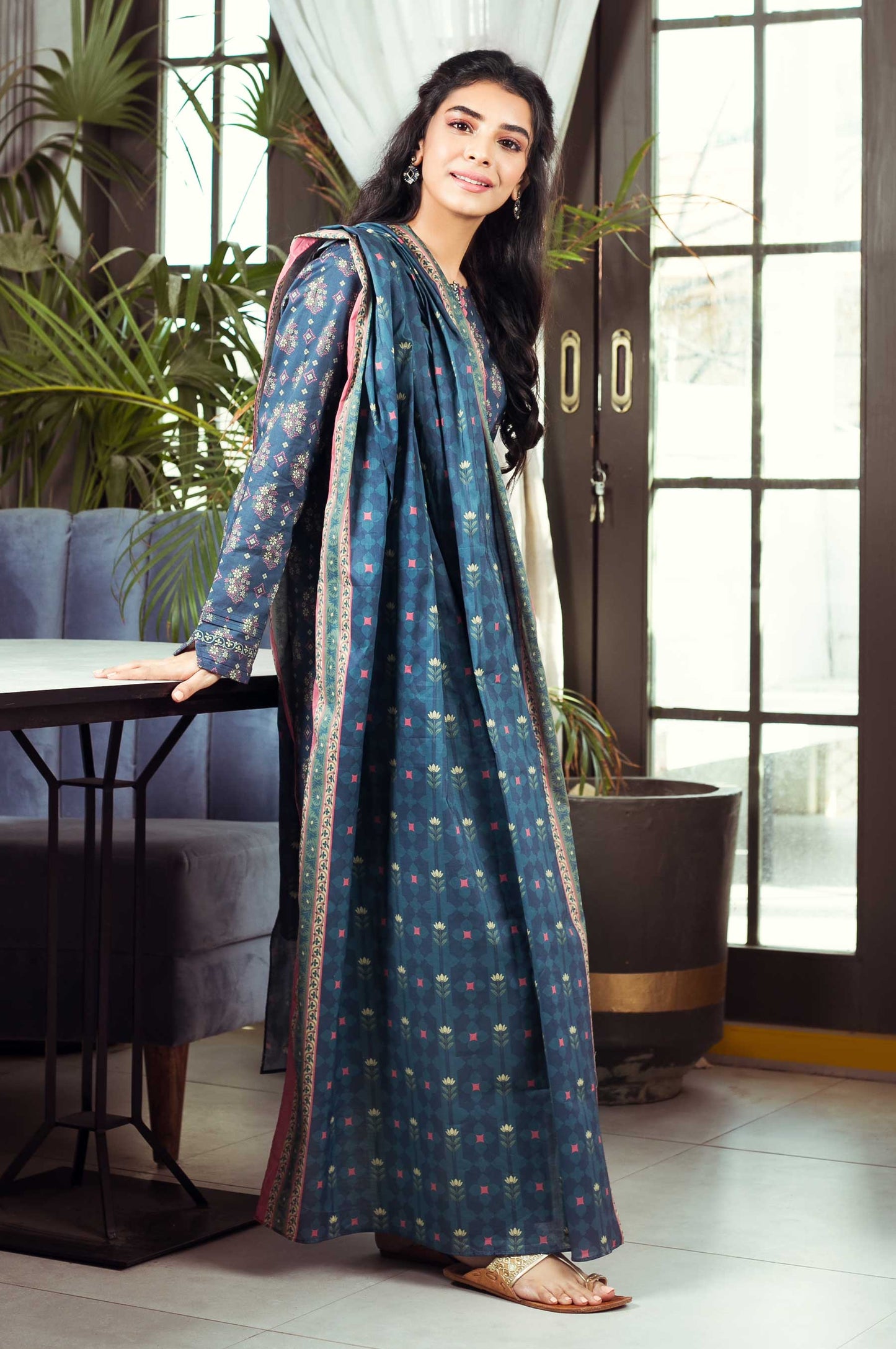 Stitched 2 Piece Printed Cambric Suit