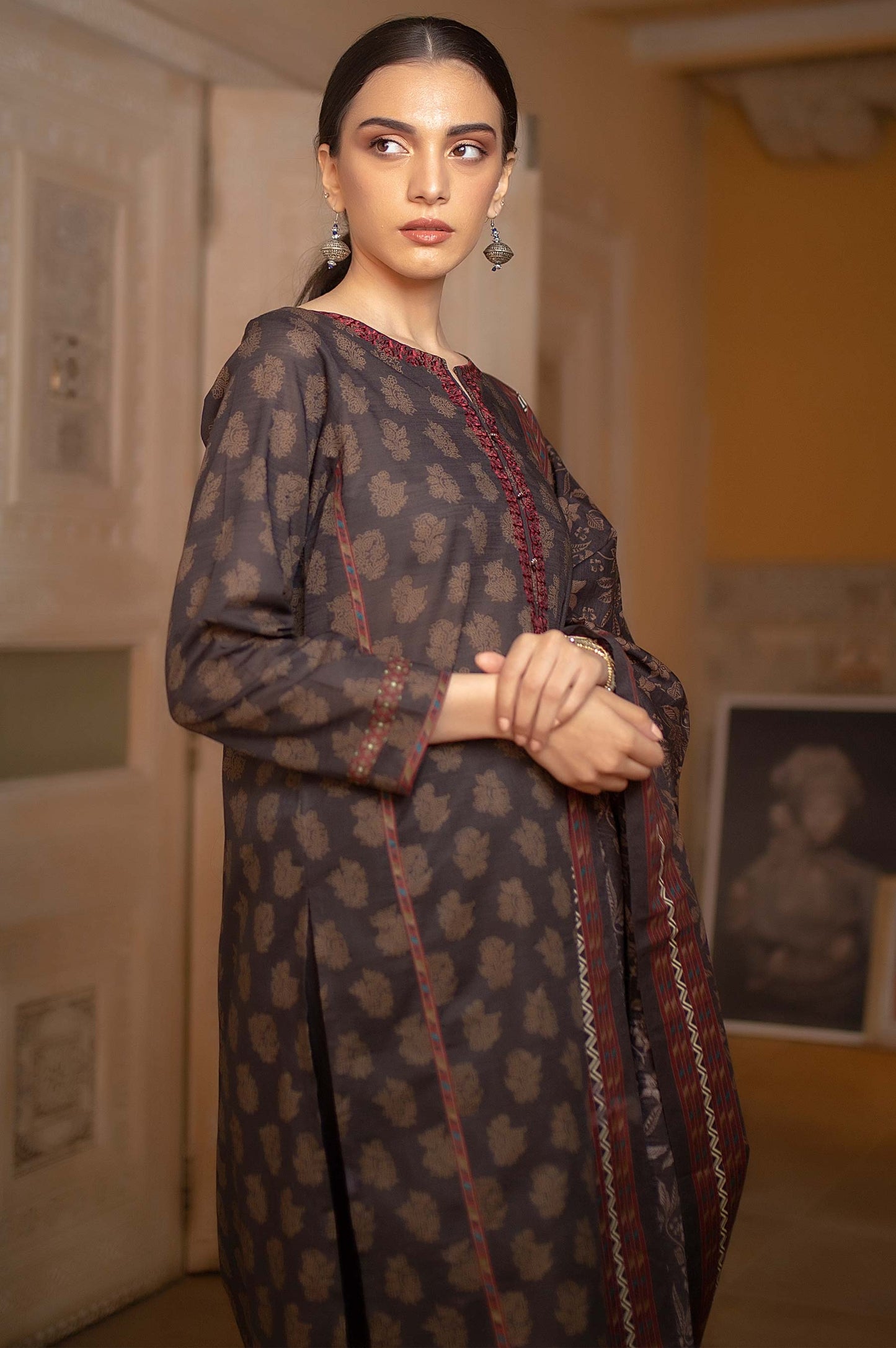 Stitched 2 Piece Embroidered Khaddar Suit