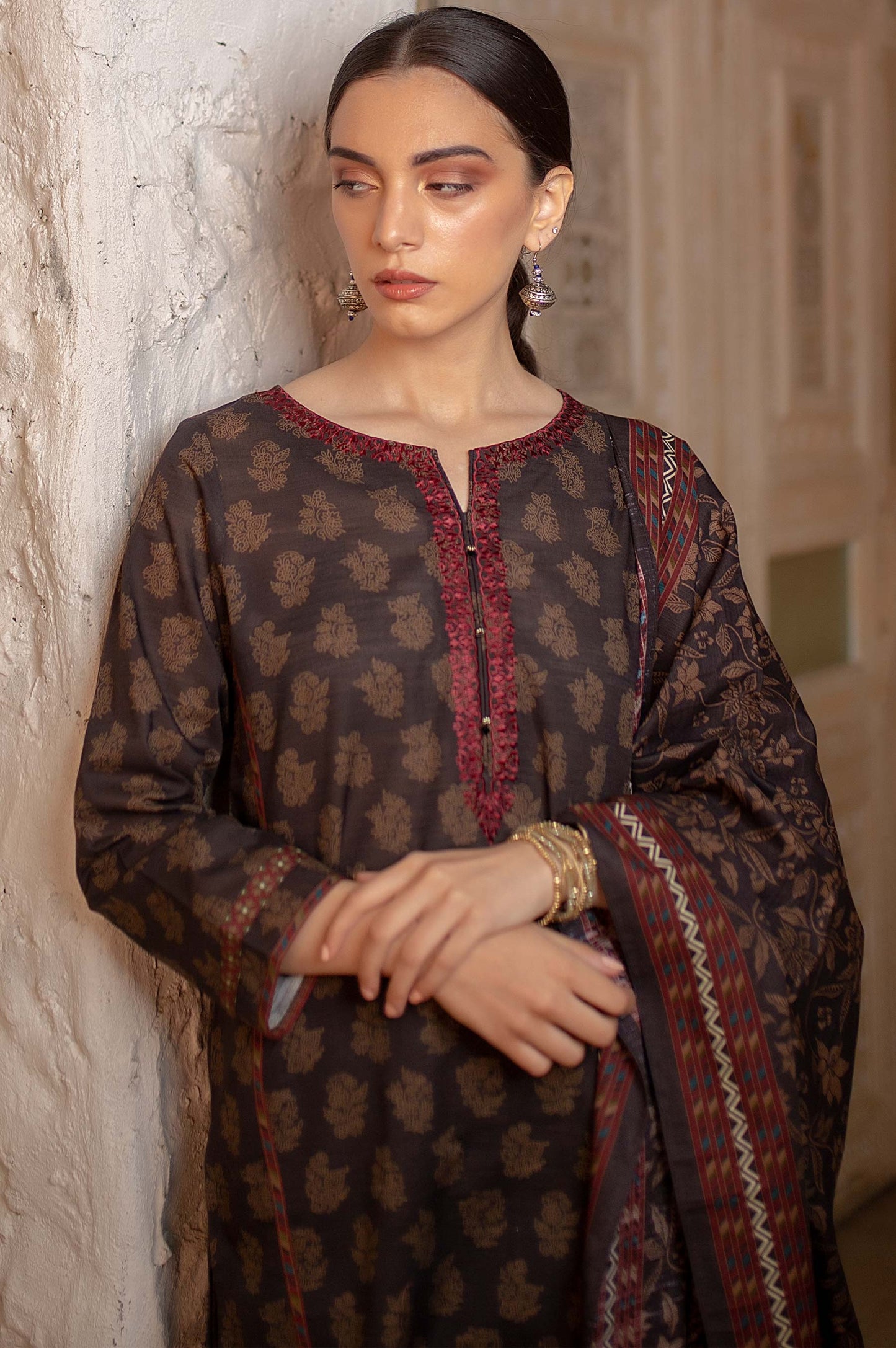 Stitched 2 Piece Embroidered Khaddar Suit