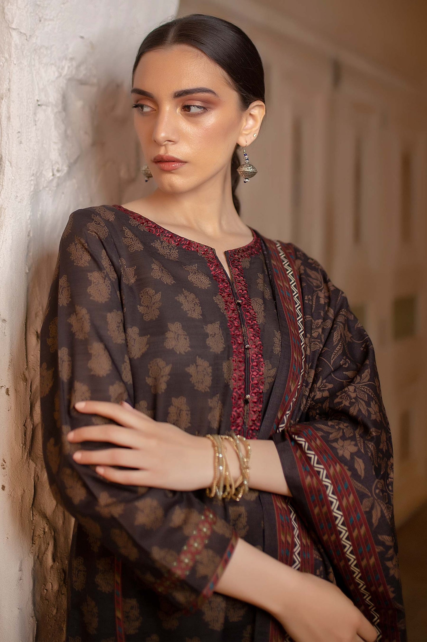 Stitched 2 Piece Embroidered Khaddar Suit