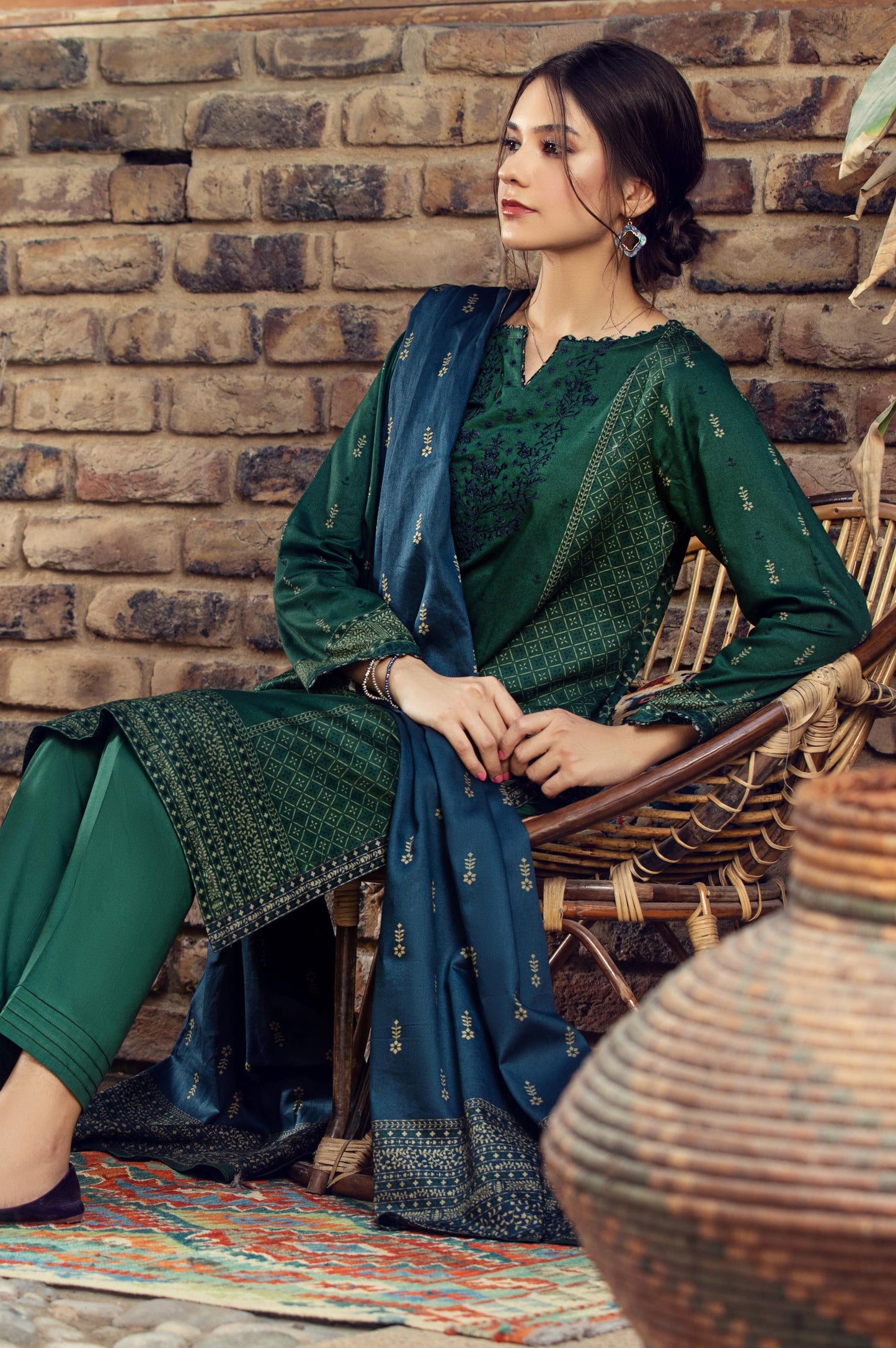 Stitched 2 Piece Embroidered Cottel Suit