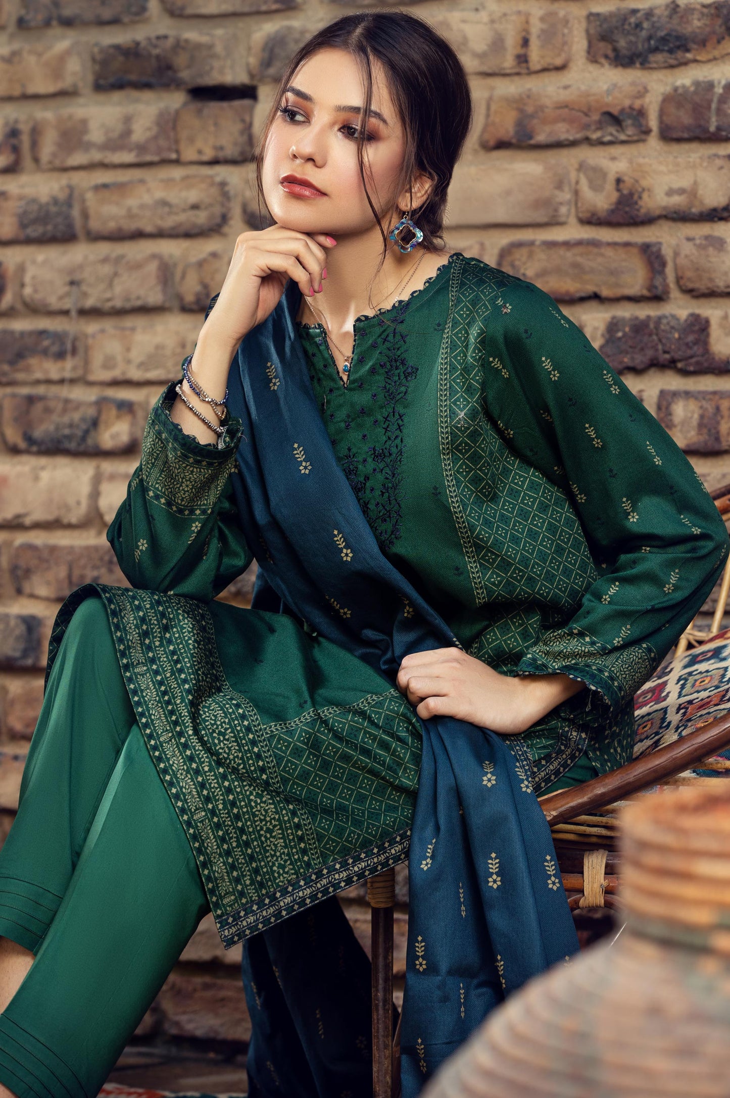 Stitched 2 Piece Embroidered Cottel Suit