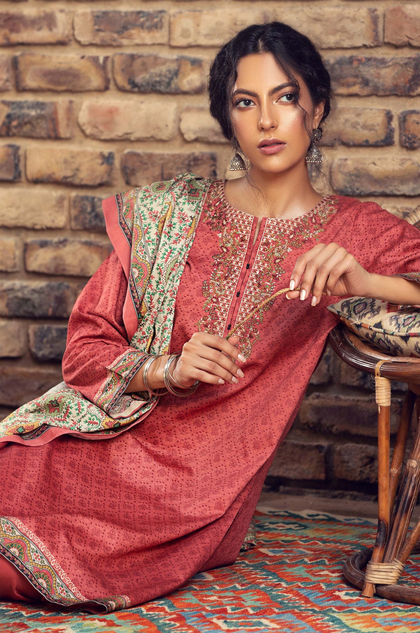 Stitched 2 Piece Embroidered Cottel Suit