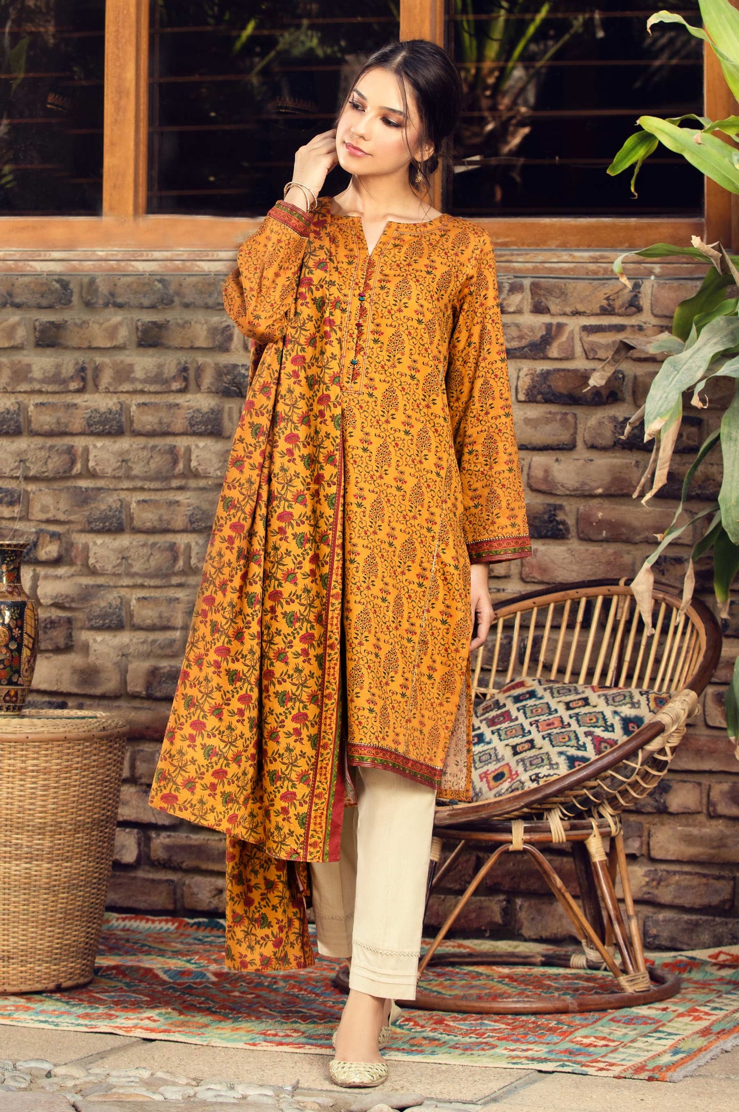 Stitched 2 Piece Printed Cottel Suit
