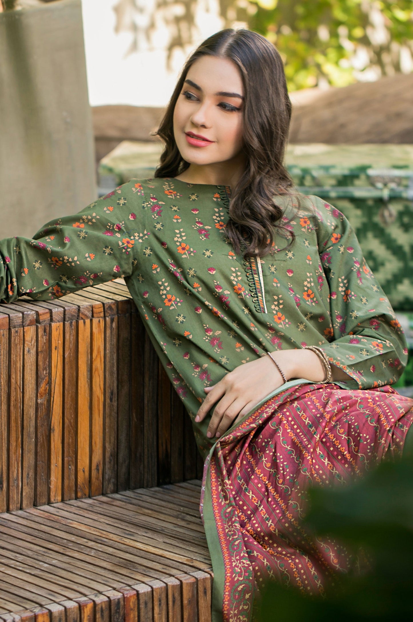 Stitched 2 Piece Printed Cambric Suit