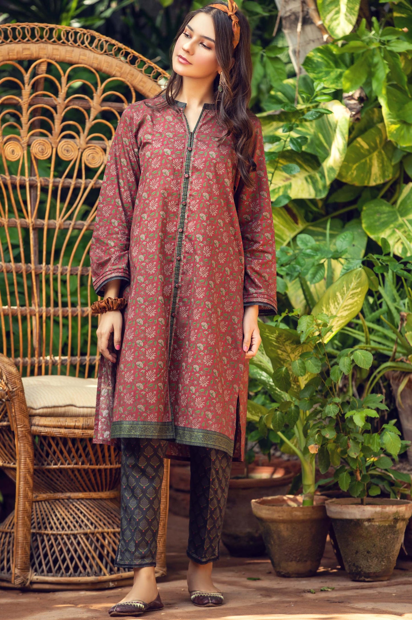Stitched 2 Piece Digital Printed Cambric Suit