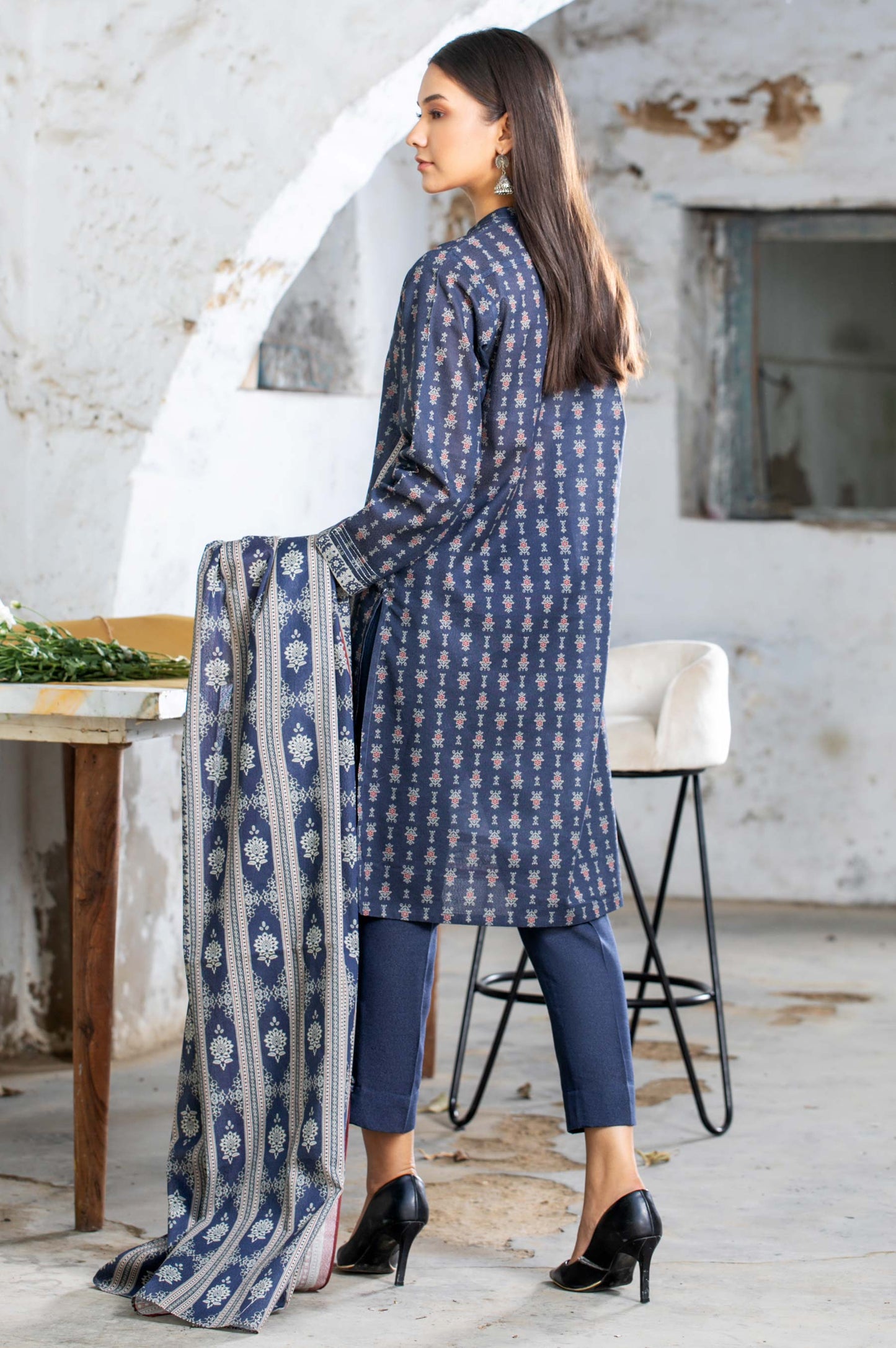 Stitched 2 Piece Printed Karandi Suit
