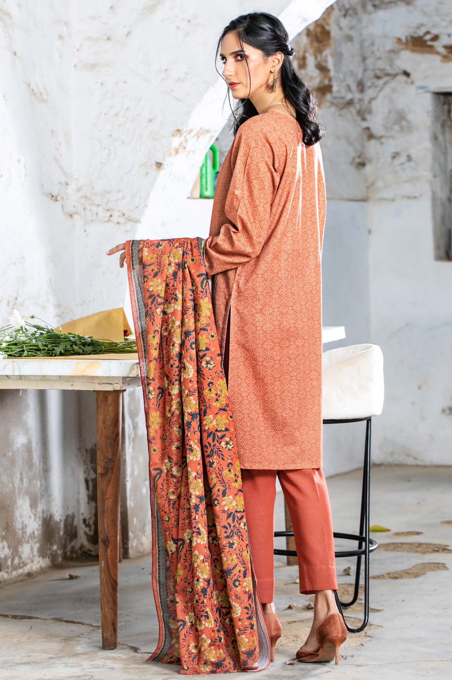 Stitched 2 Piece Embroidered Karandi Suit