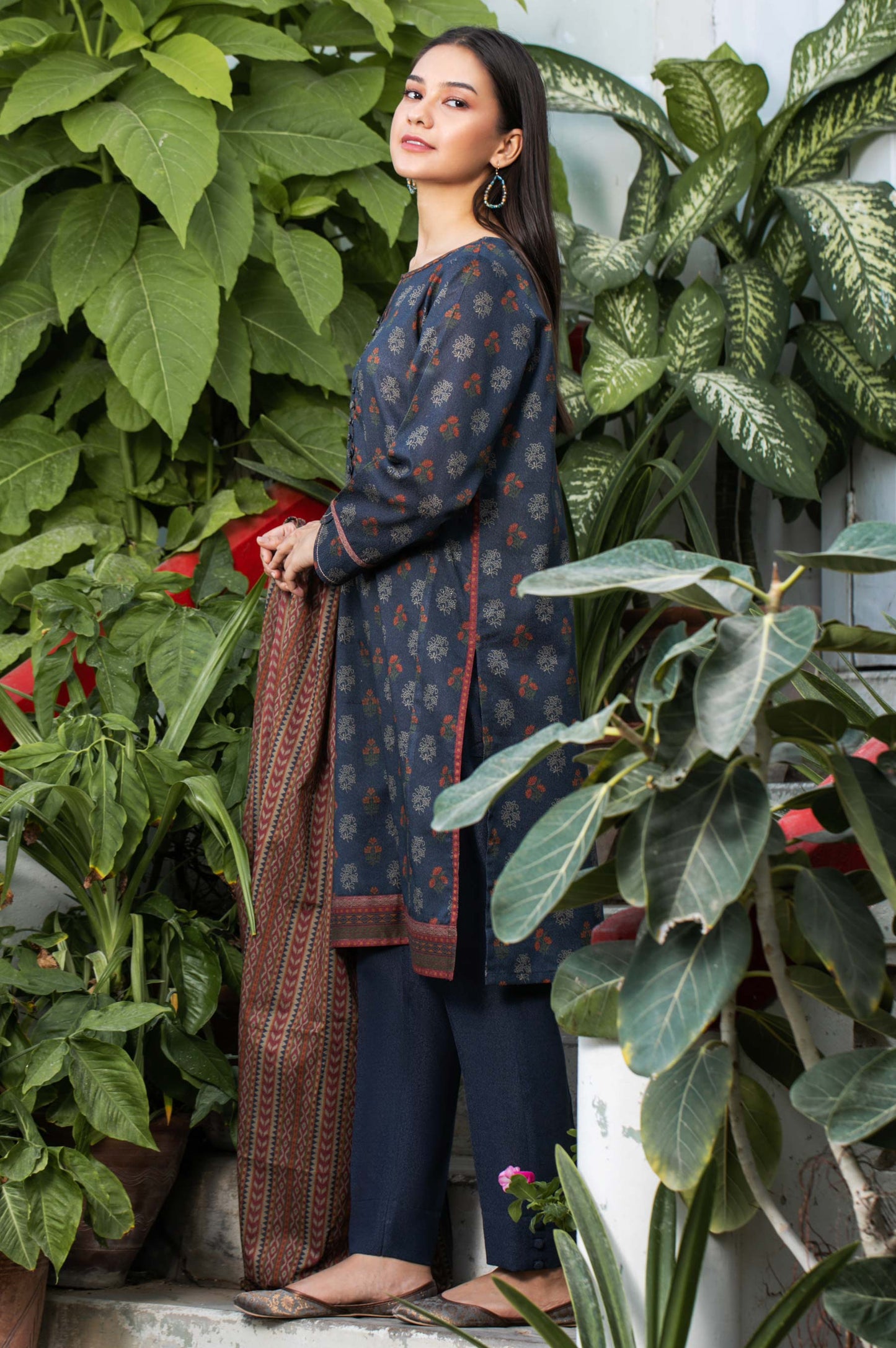 Stitched 2 Piece Printed Karandi Suit