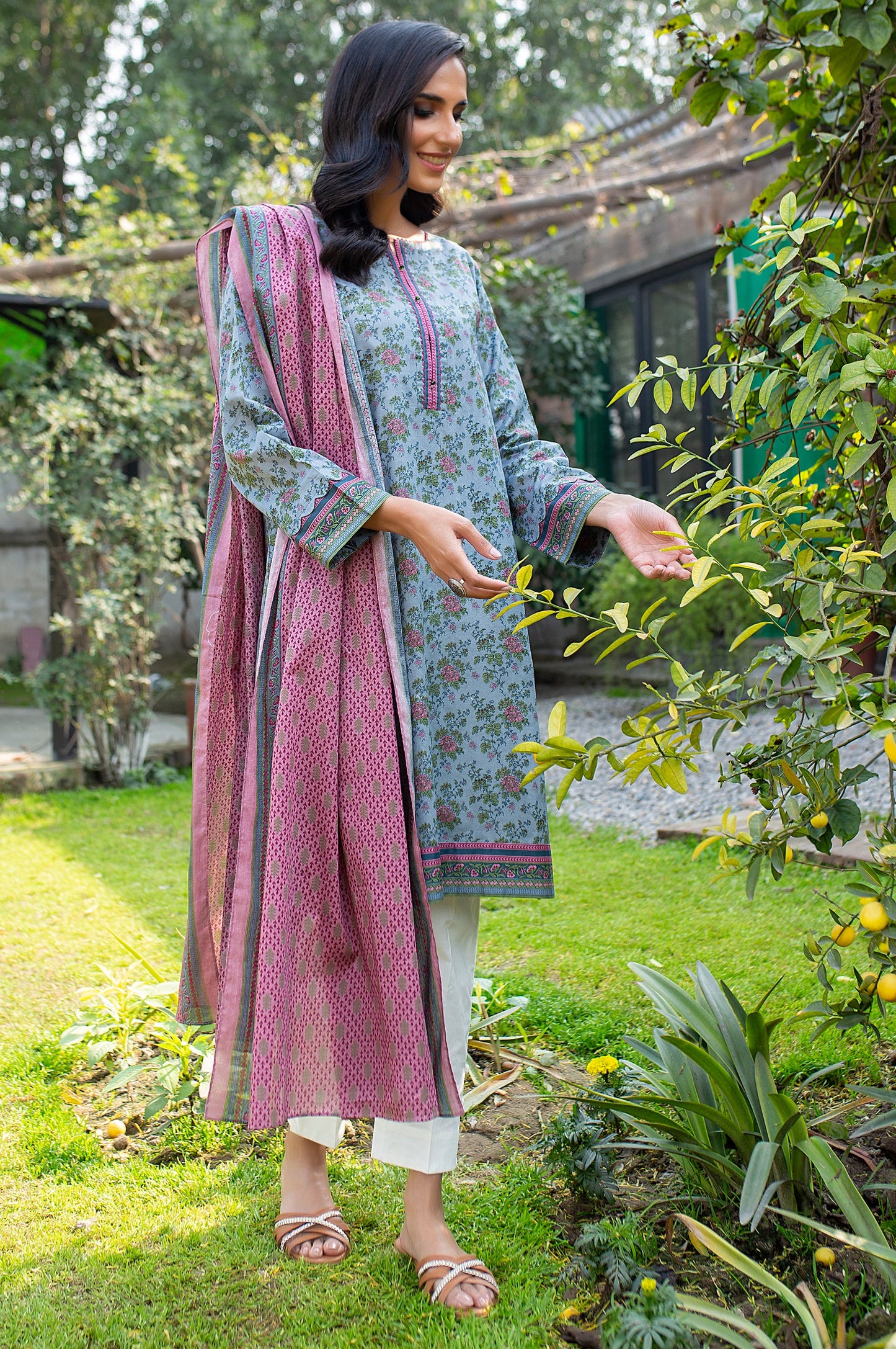 Stitched 2 Piece Printed Lawn Suit with Printed Lawn Dupatta