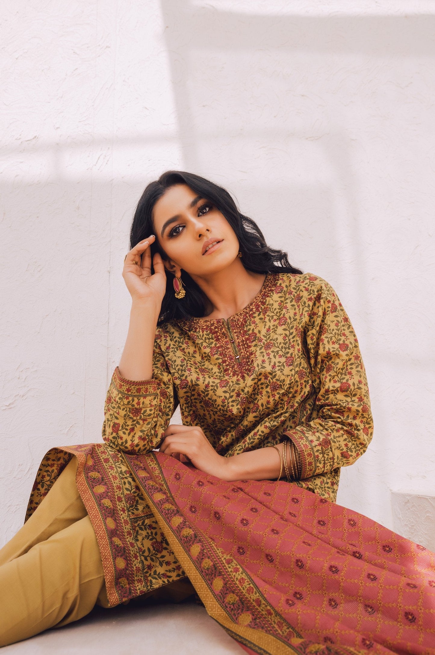 Stitched 2 Piece Embroidered Lawn Suit with Cotton Net Dupatta