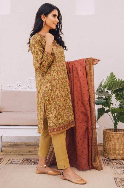 Stitched 2 Piece Embroidered Lawn Suit with Cotton Net Dupatta