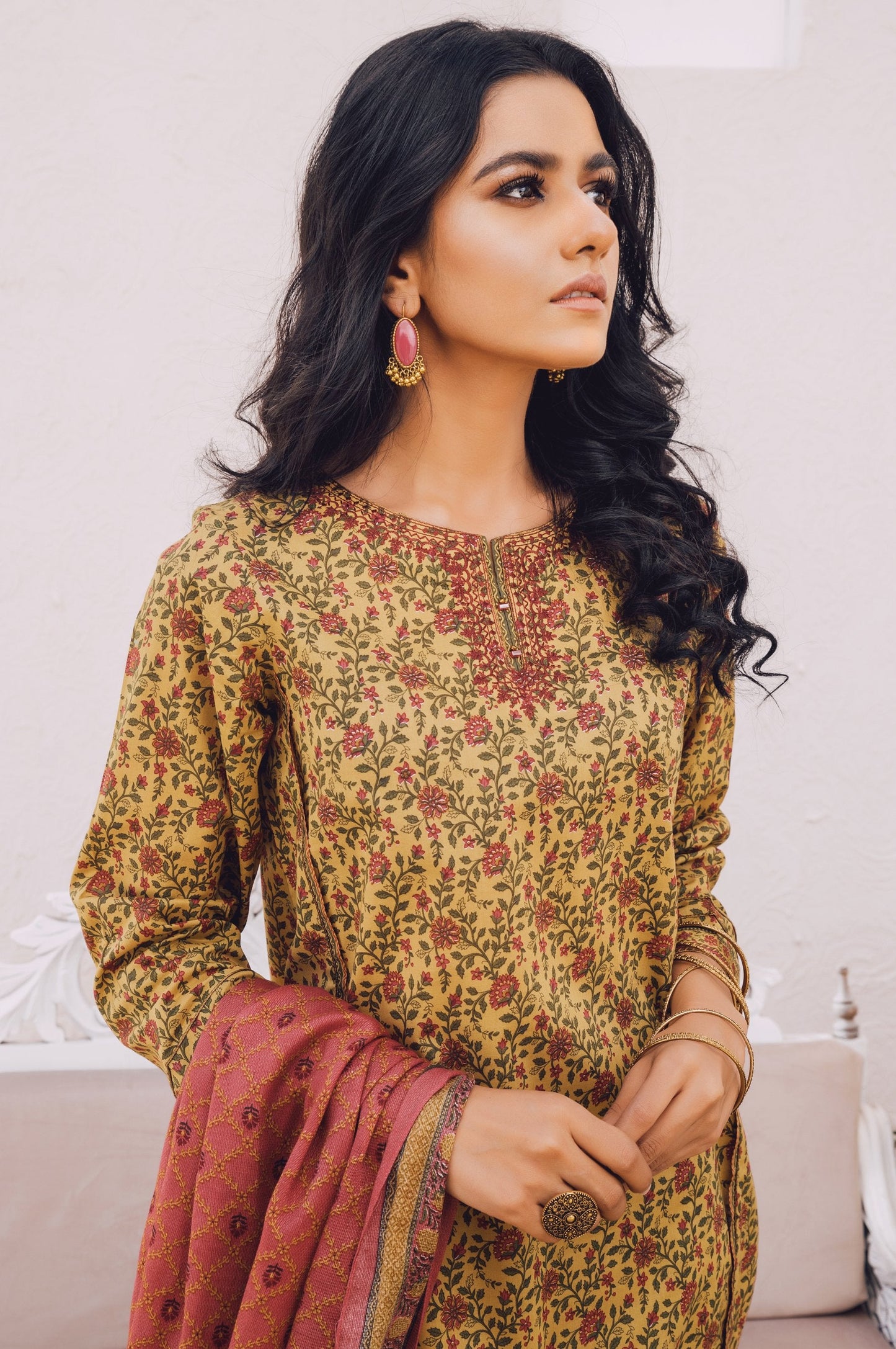 Stitched 2 Piece Embroidered Lawn Suit with Cotton Net Dupatta