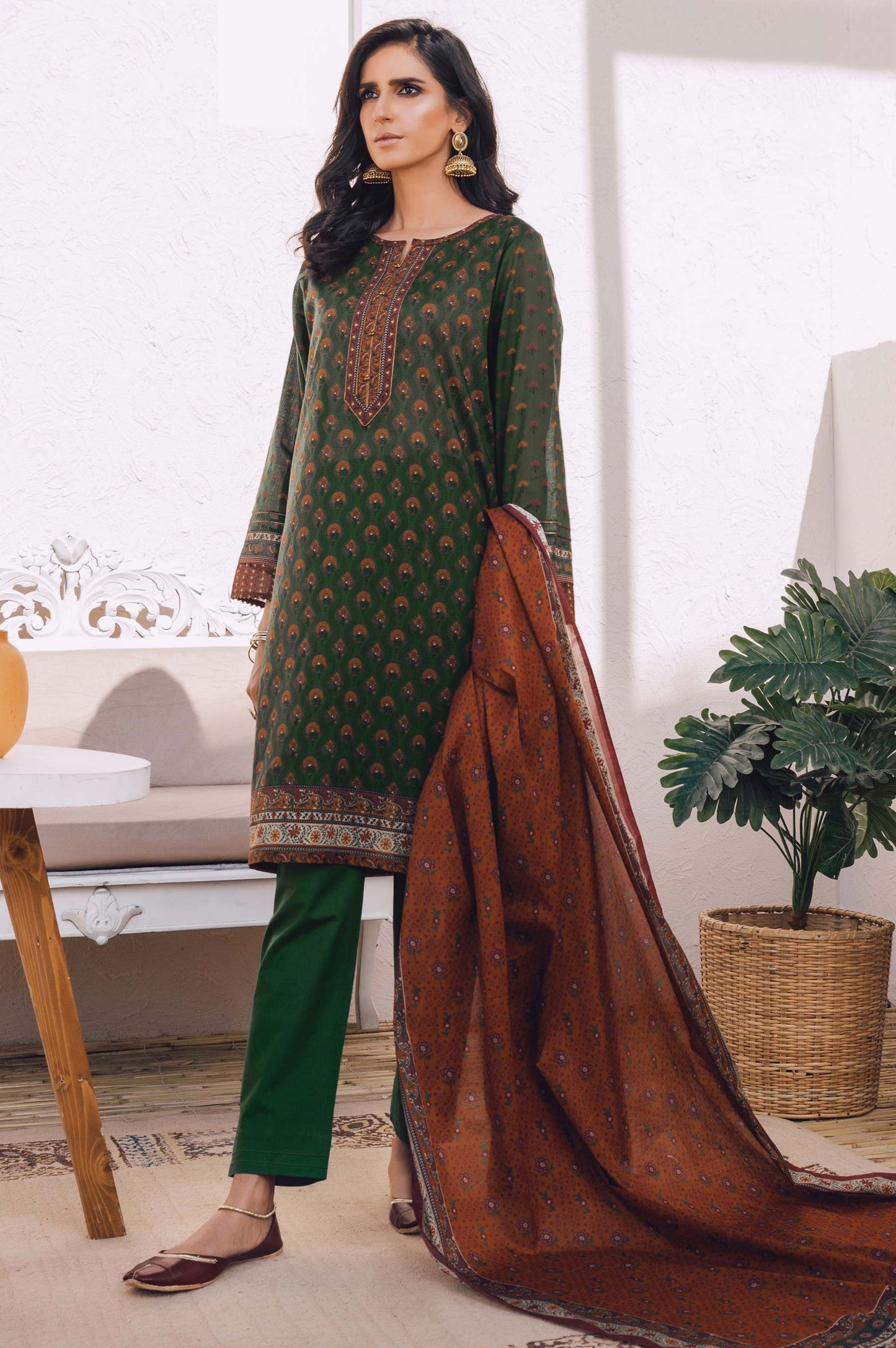 Stitched 2 Piece Printed Lawn Suit with Cotton Net Dupatta