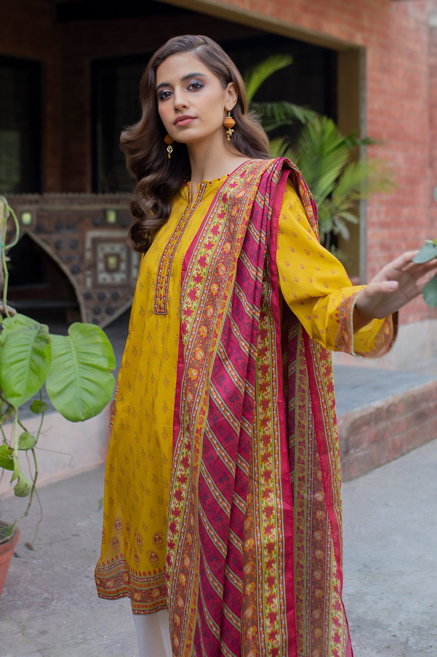 Stitched 2 Piece Printed Lawn Suit with Voile Slub Dupatta