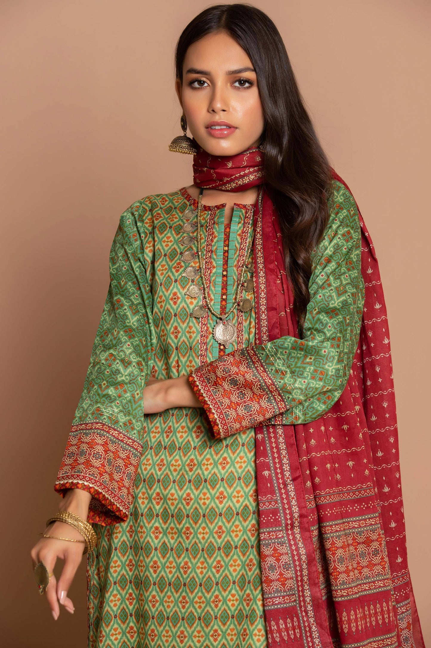 Stitched 2 Piece Printed Cambric Suit