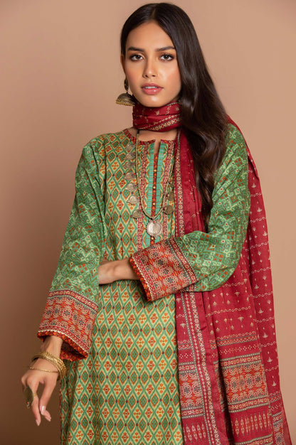 Stitched 2 Piece Printed Cambric Suit