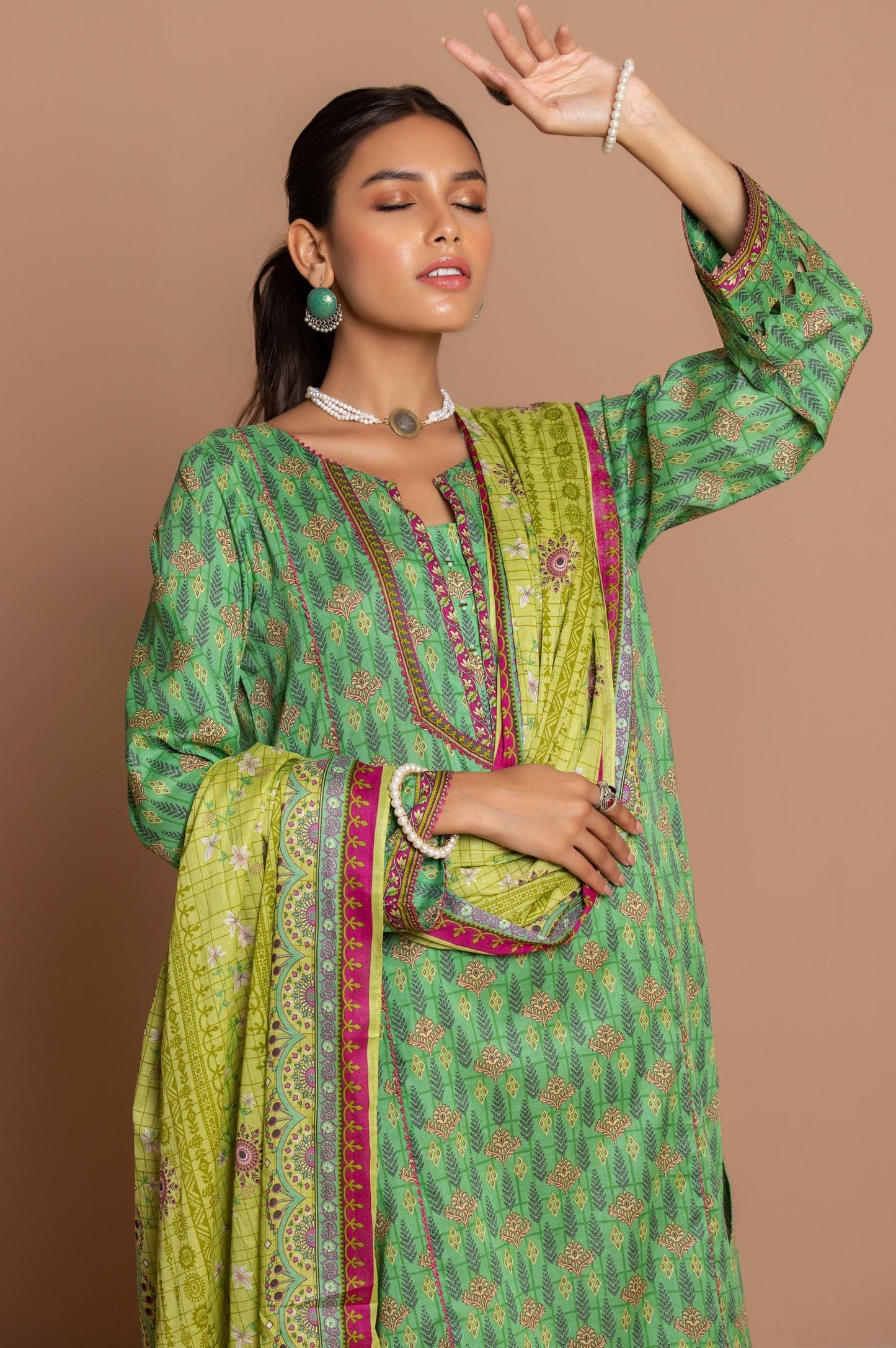 Stitched 2 Piece Printed Cambric Suit