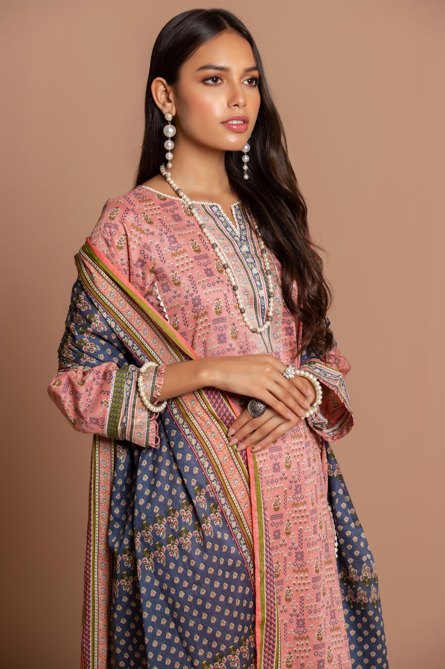 Stitched 2 Piece Printed Cambric Suit