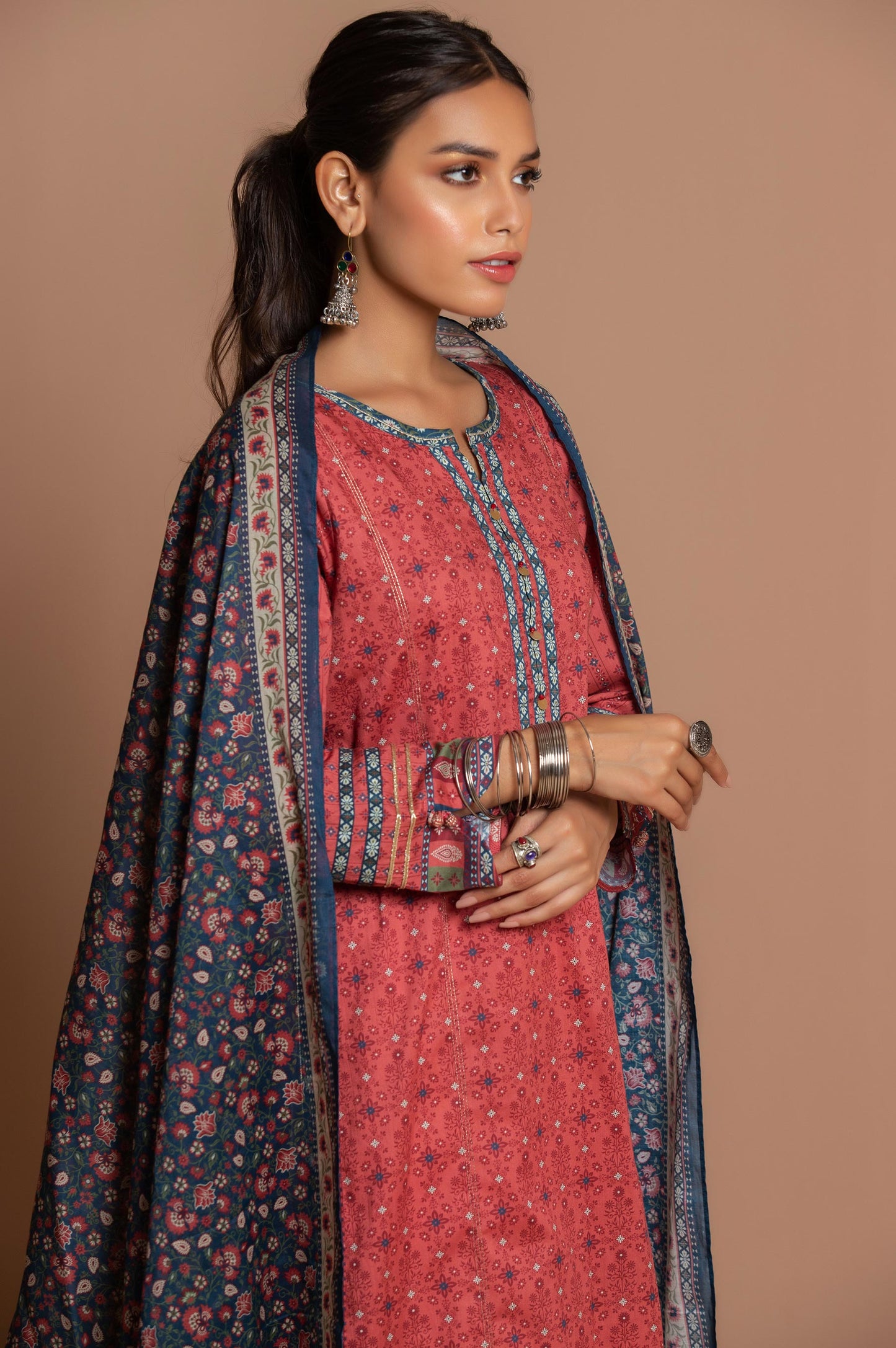 Stitched 2 Piece Printed Cambric Suit