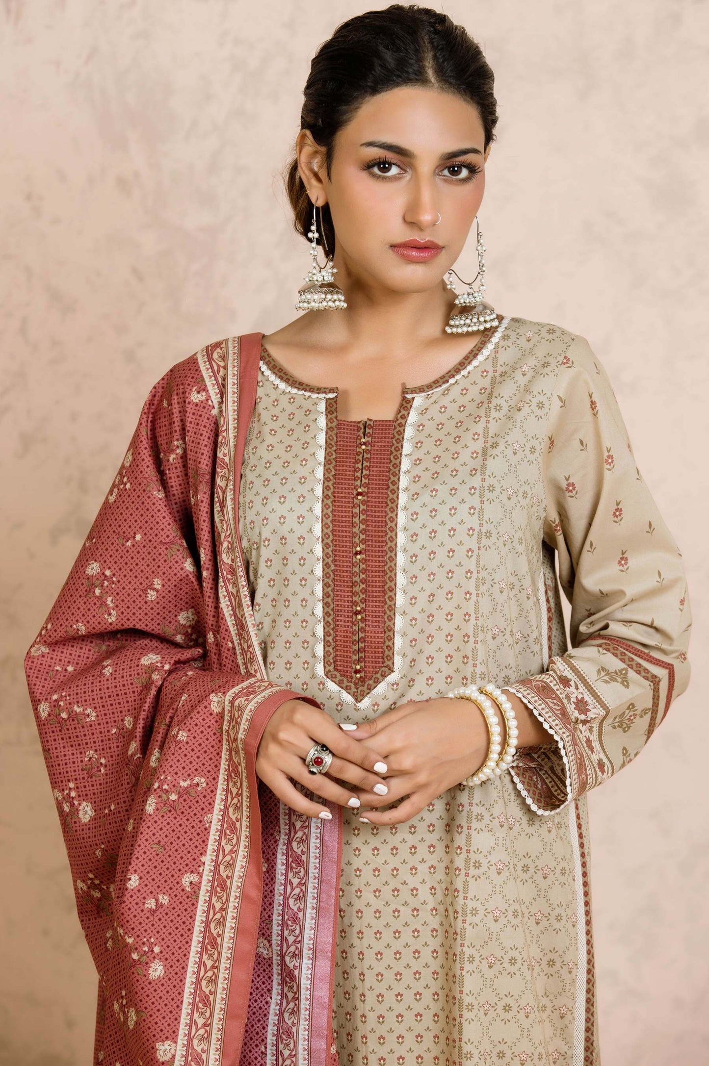 Stitched 2 Piece Printed Cambric Suit