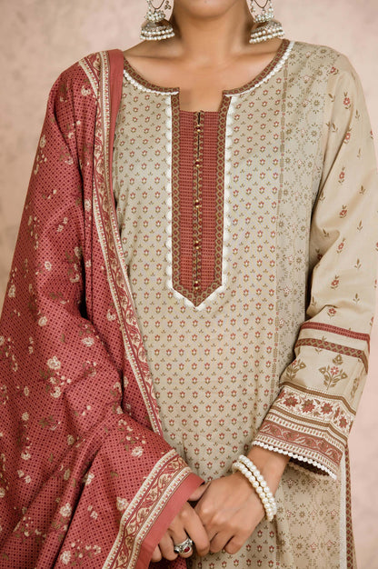 Stitched 2 Piece Printed Cambric Suit