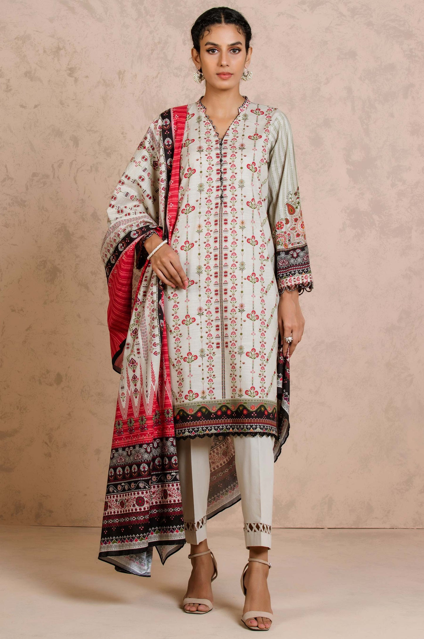 Stitched 2 Piece Printed Khaddar Suit