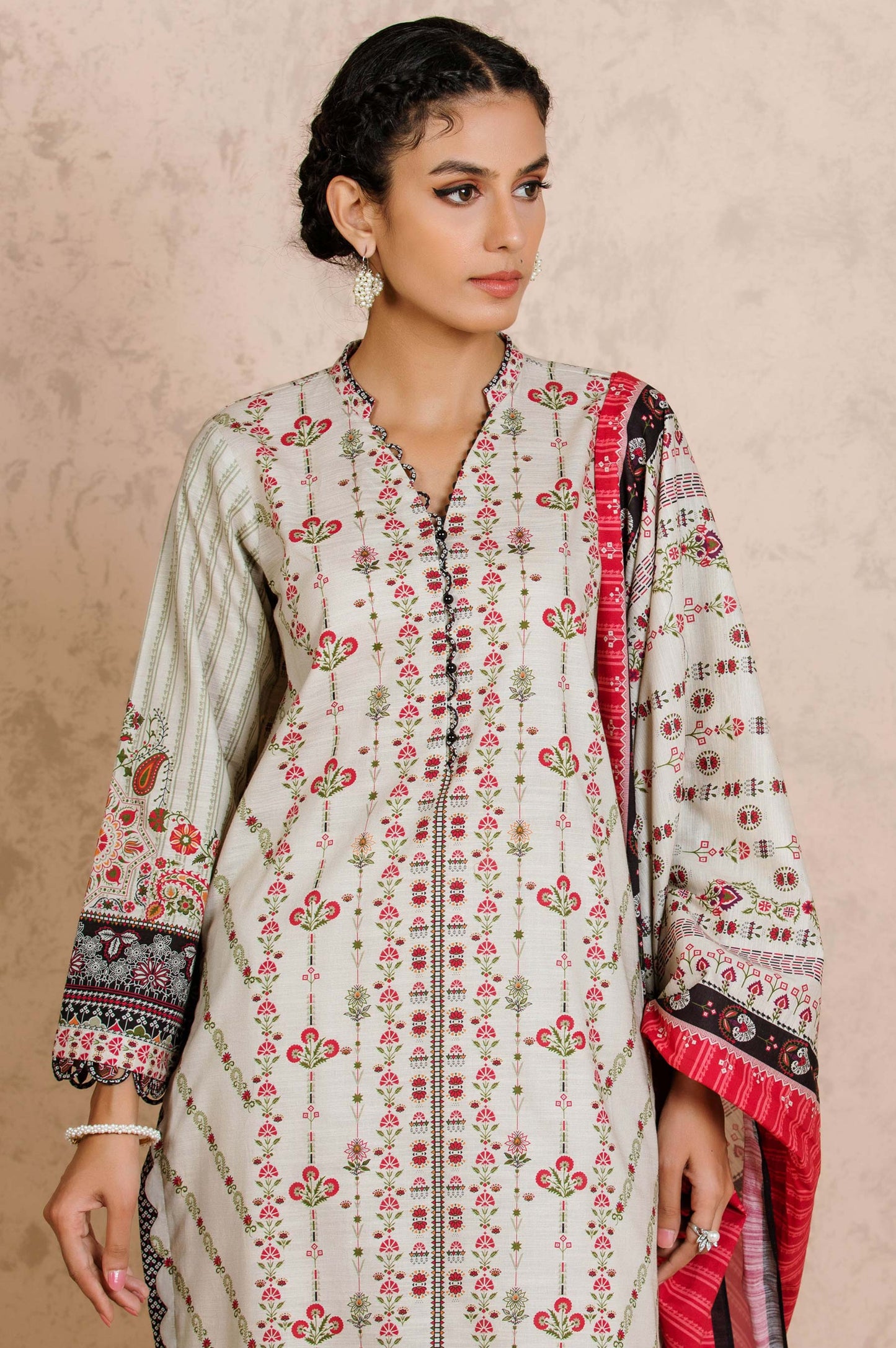 Stitched 2 Piece Printed Khaddar Suit