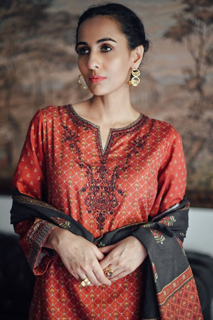 Stitched 2 Piece Embroidered Khaddar Suit
