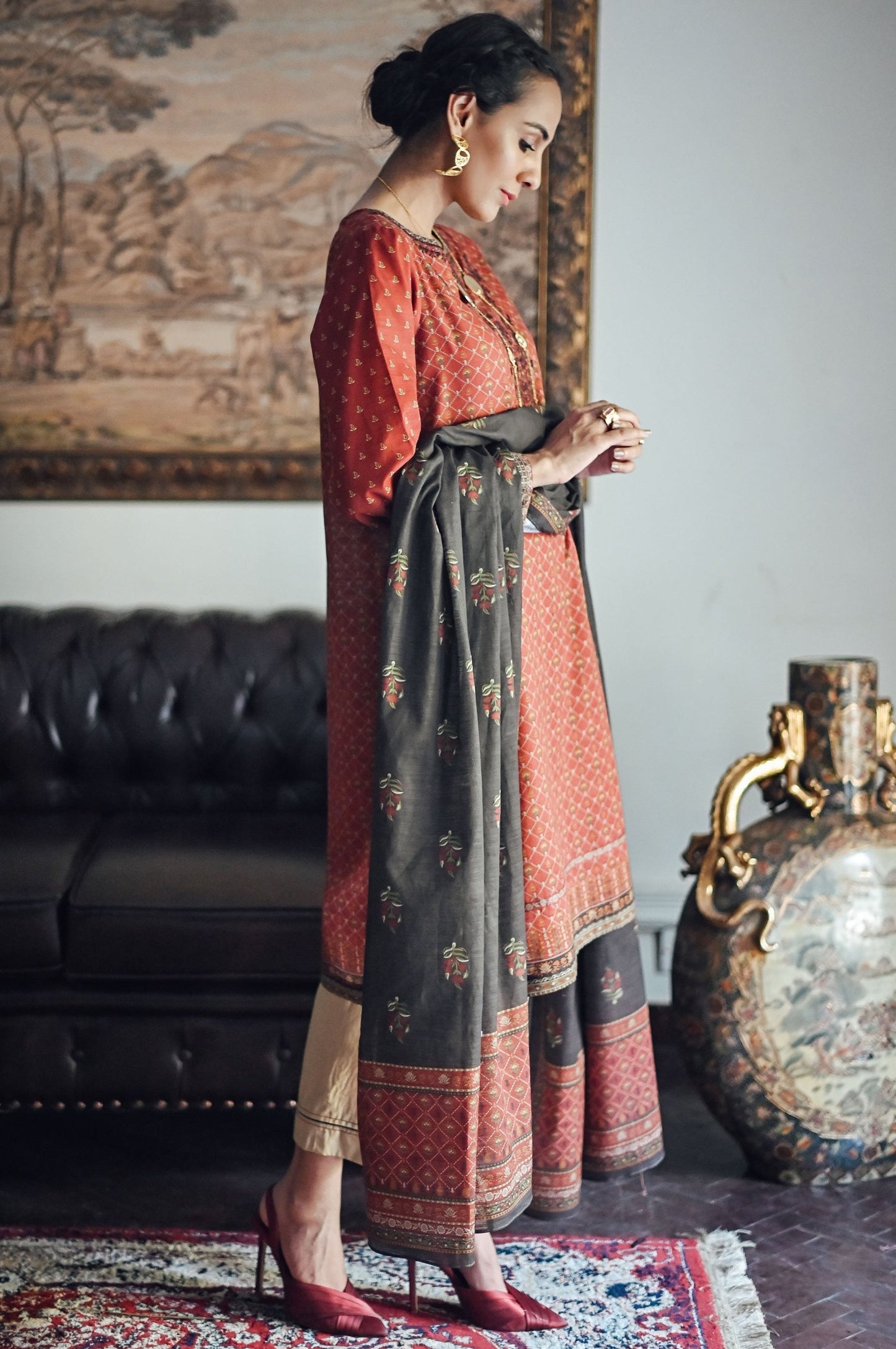 Stitched 2 Piece Embroidered Khaddar Suit