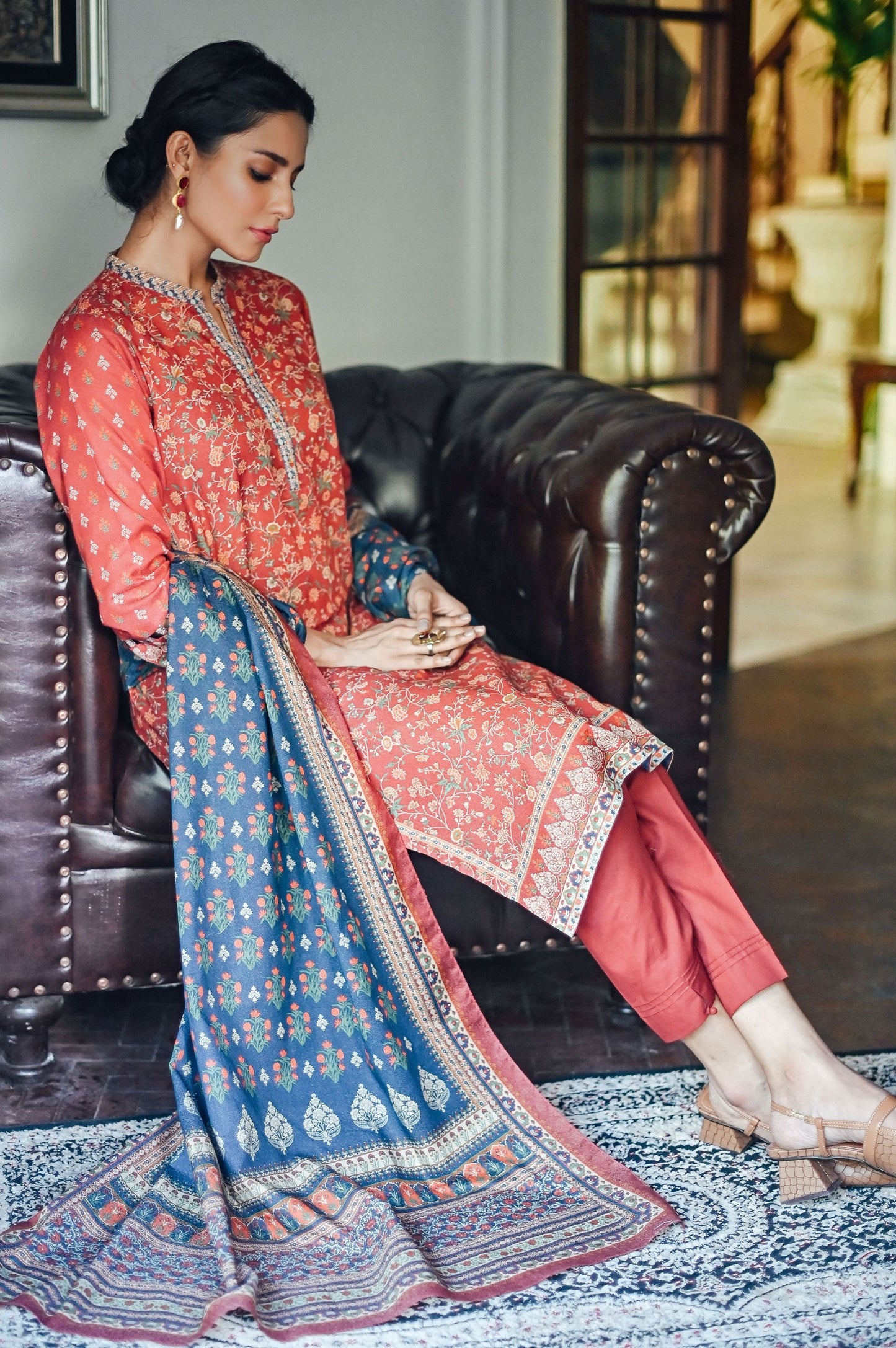 Stitched 2 Piece Printed Karandi Suit