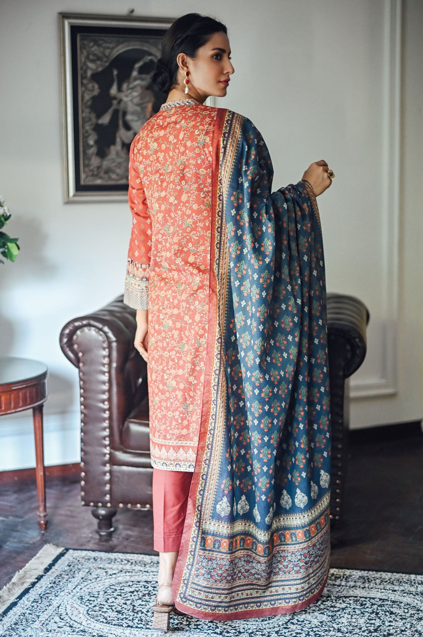 Stitched 2 Piece Printed Karandi Suit