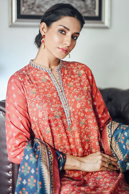 Stitched 2 Piece Printed Karandi Suit