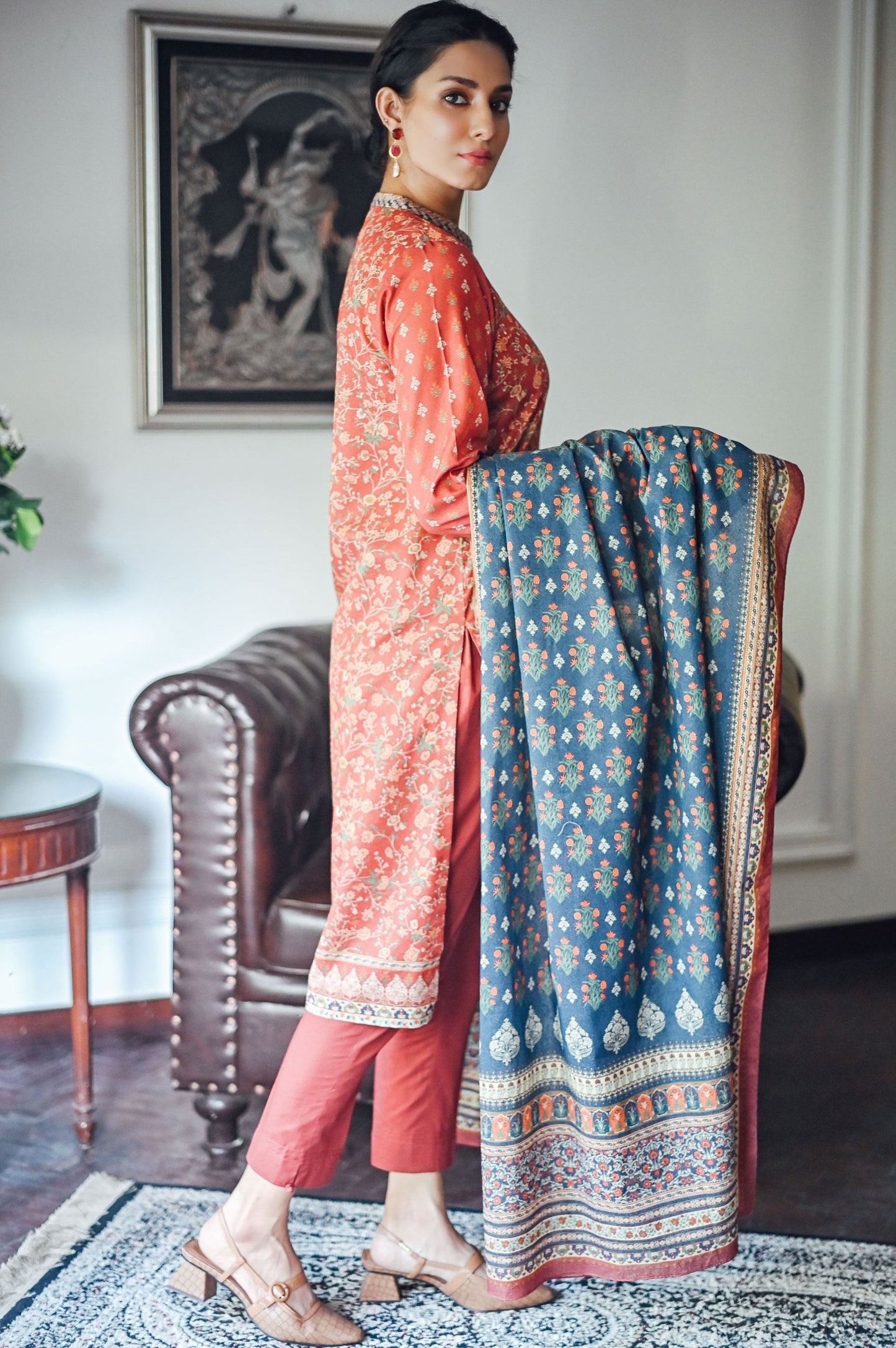Stitched 2 Piece Printed Karandi Suit