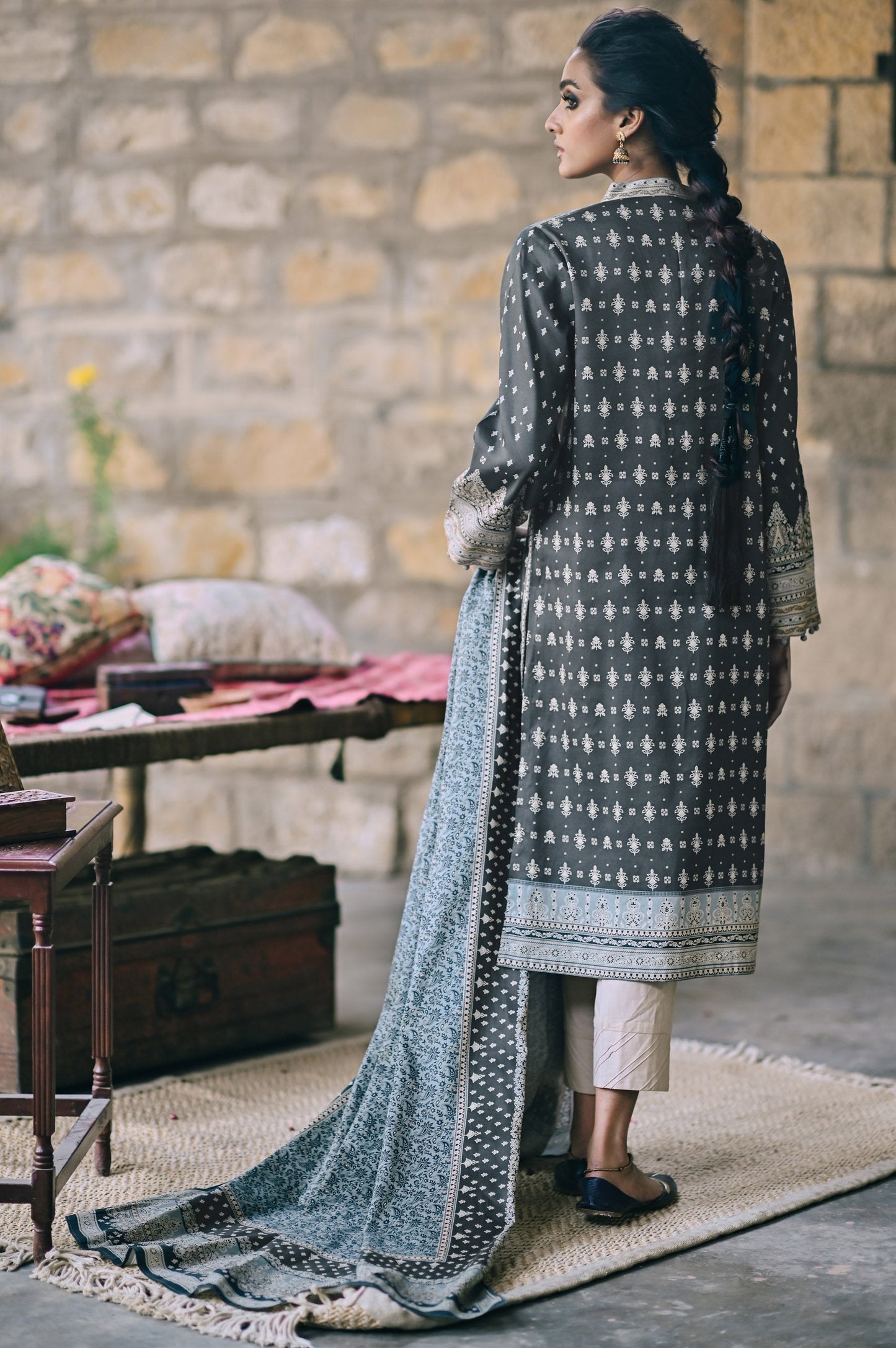 Stitched 2 Piece Printed Karandi Suit