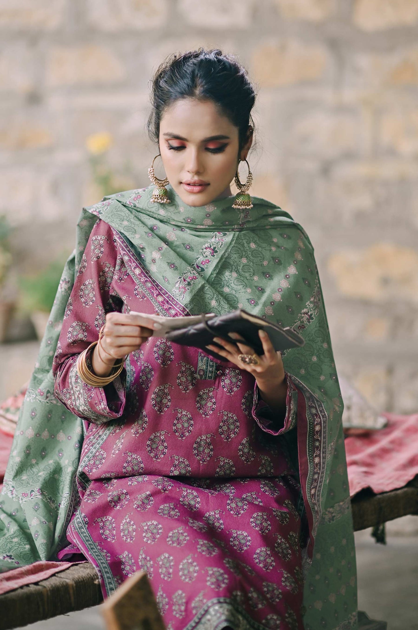 Stitched 2 Piece Printed Karandi Suit