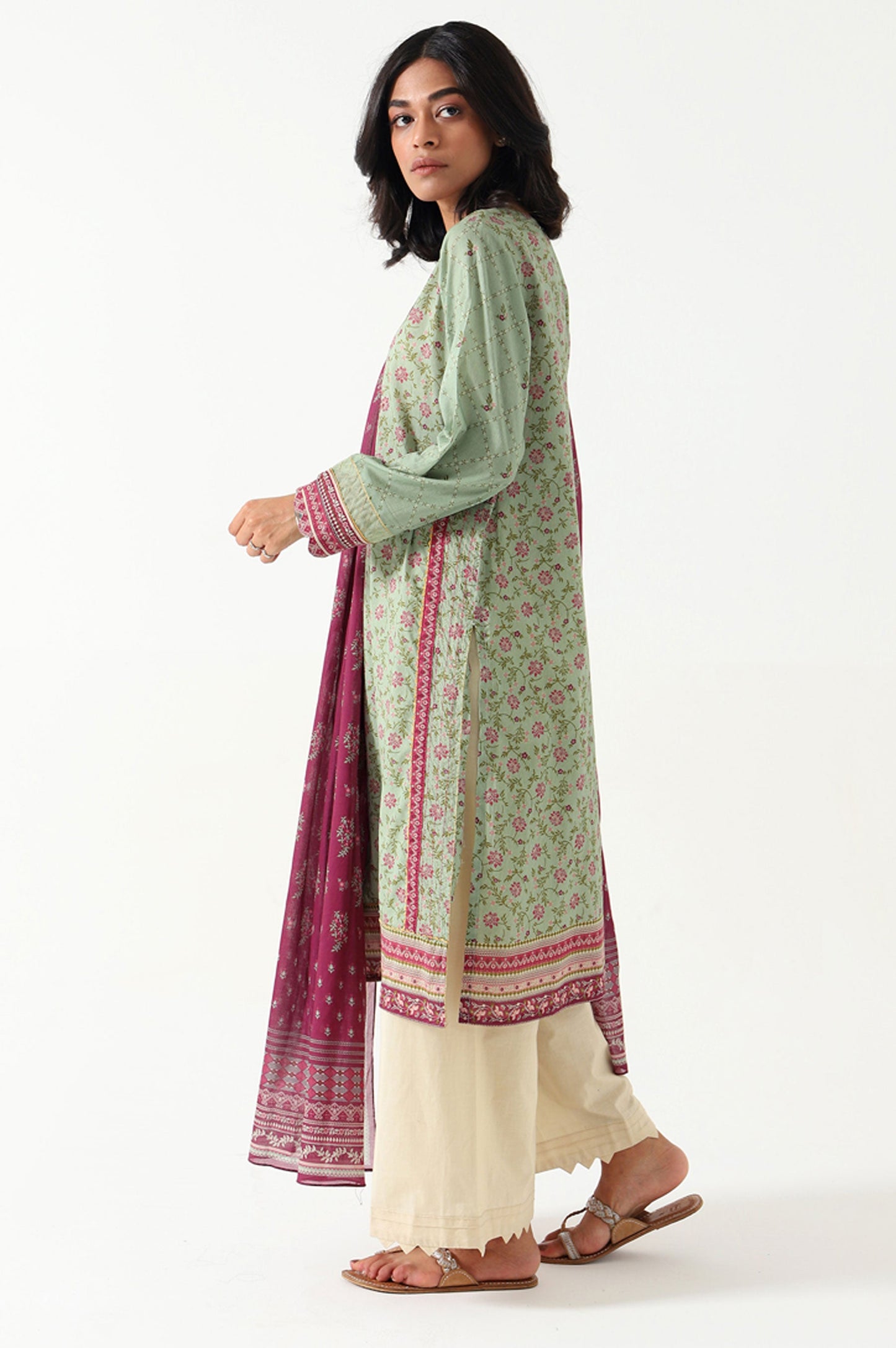Stitched 2 Piece Embroidered Lawn with Voile Slub Suit