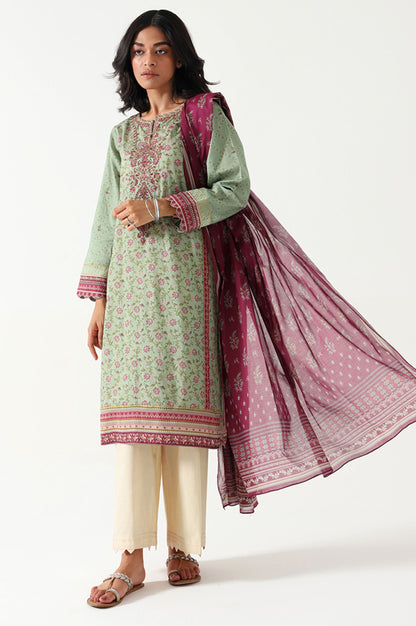 Stitched 2 Piece Embroidered Lawn with Voile Slub Suit