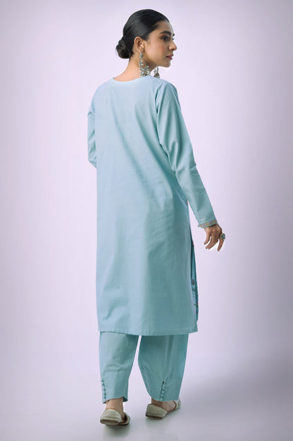 Stitched 2 Piece Embroidered Cambric Suit