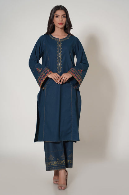 Stitched 2 Piece Embroidered Cambric Suit