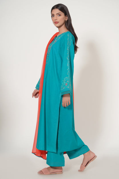 Stitched 2 Piece Embroidered Cambric Suit