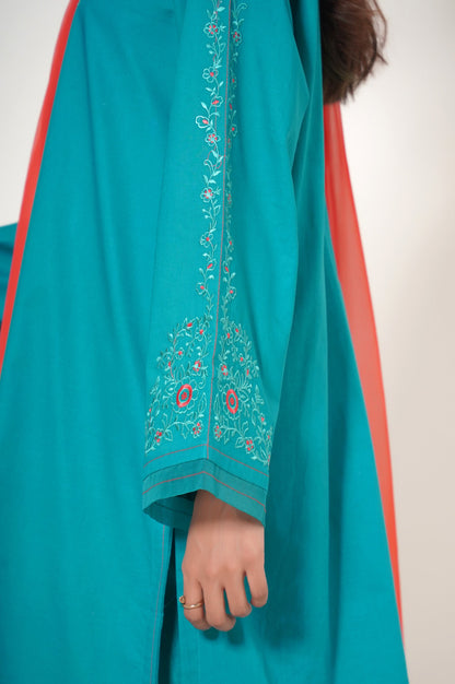 Stitched 2 Piece Embroidered Cambric Suit