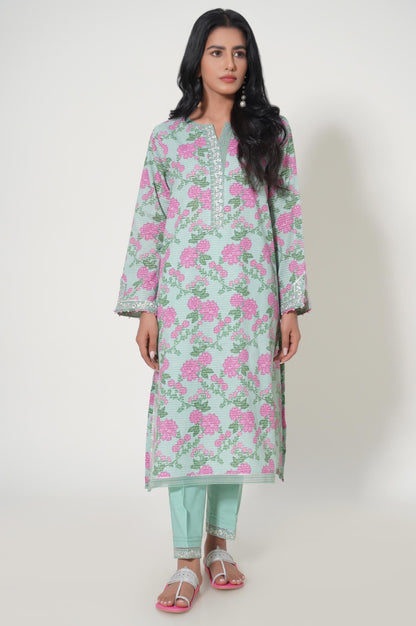 Stitched 2 Piece Printed Dobby Lawn Suit